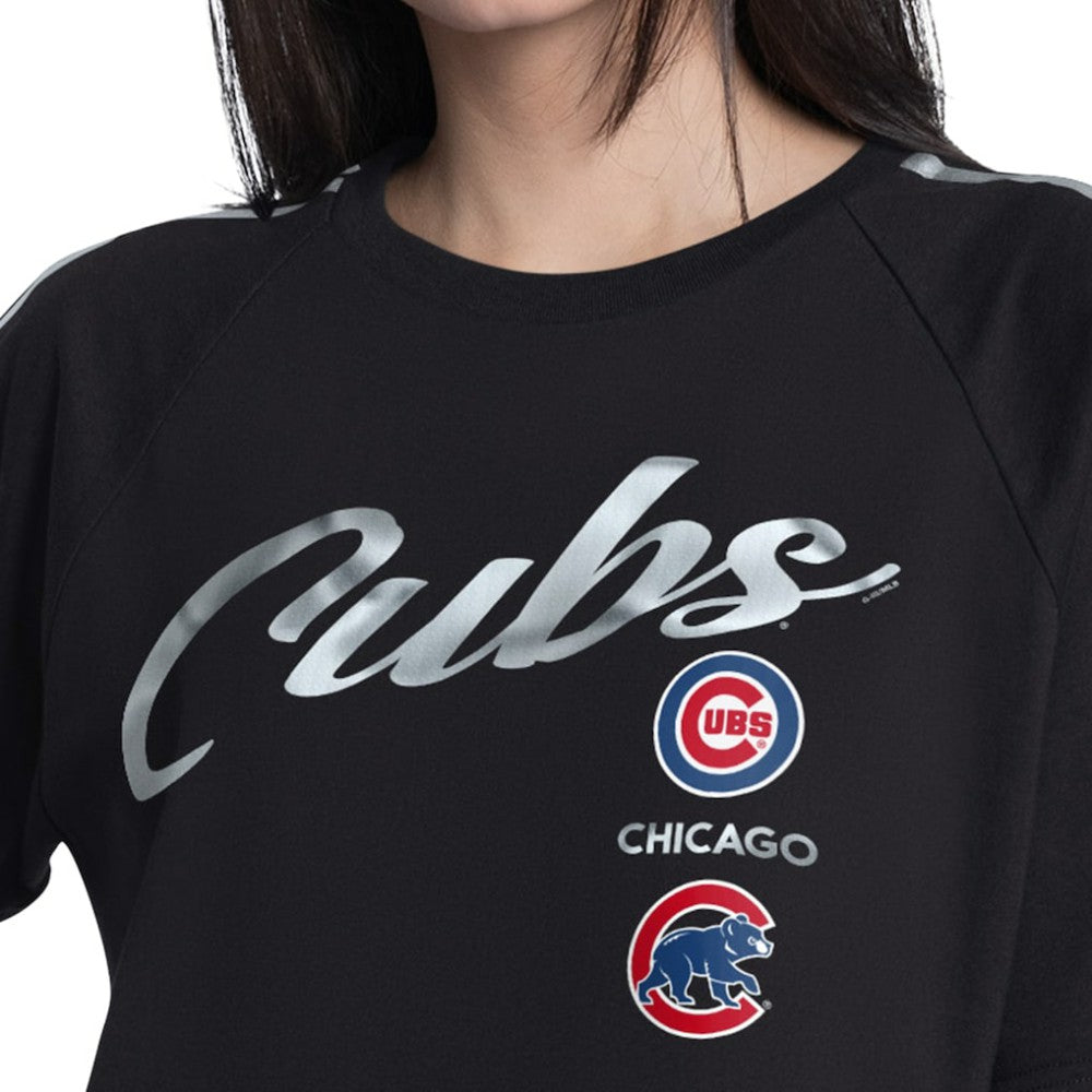Black Chicago Cubs G-III 4Her by Carl Banks Women's Classic Play Cropped T-Shirt