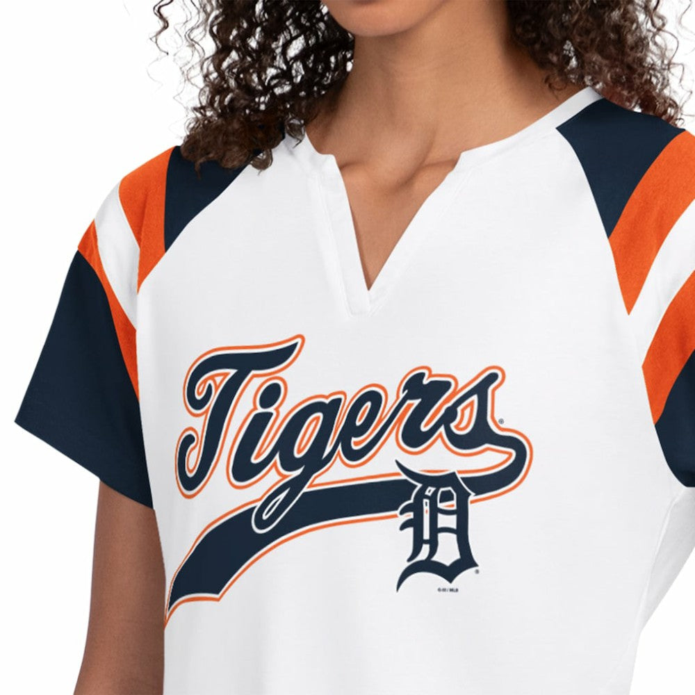 White Detroit Tigers Starter Women's Game On Notch Neck T-Shirt