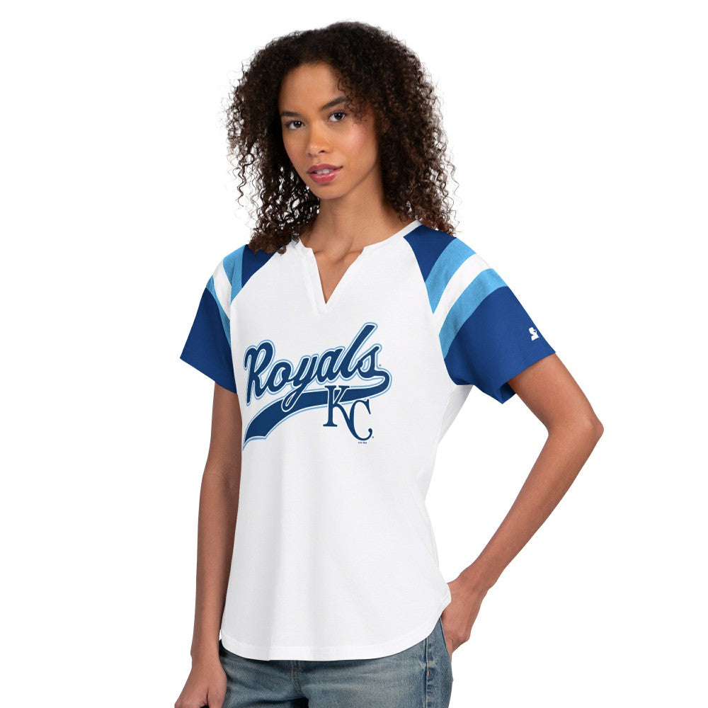 White Kansas City Royals Starter Women's Game On Notch Neck T-Shirt
