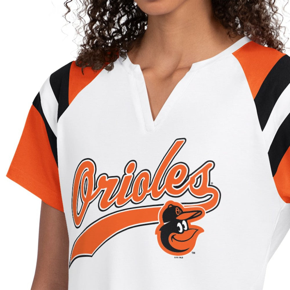 White Baltimore Orioles Starter Women's Game On Notch Neck T-Shirt