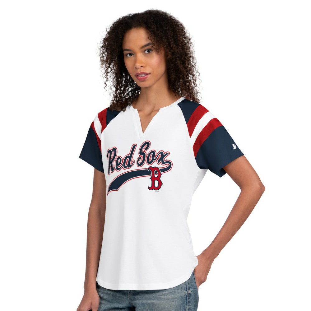 White Boston Red Sox Starter Women's Game On Notch Neck T-Shirt