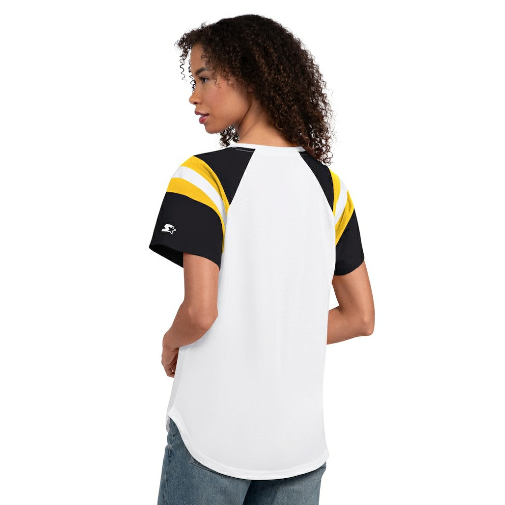 White Pittsburgh Pirates Starter Women's Game On Notch Neck T-Shirt