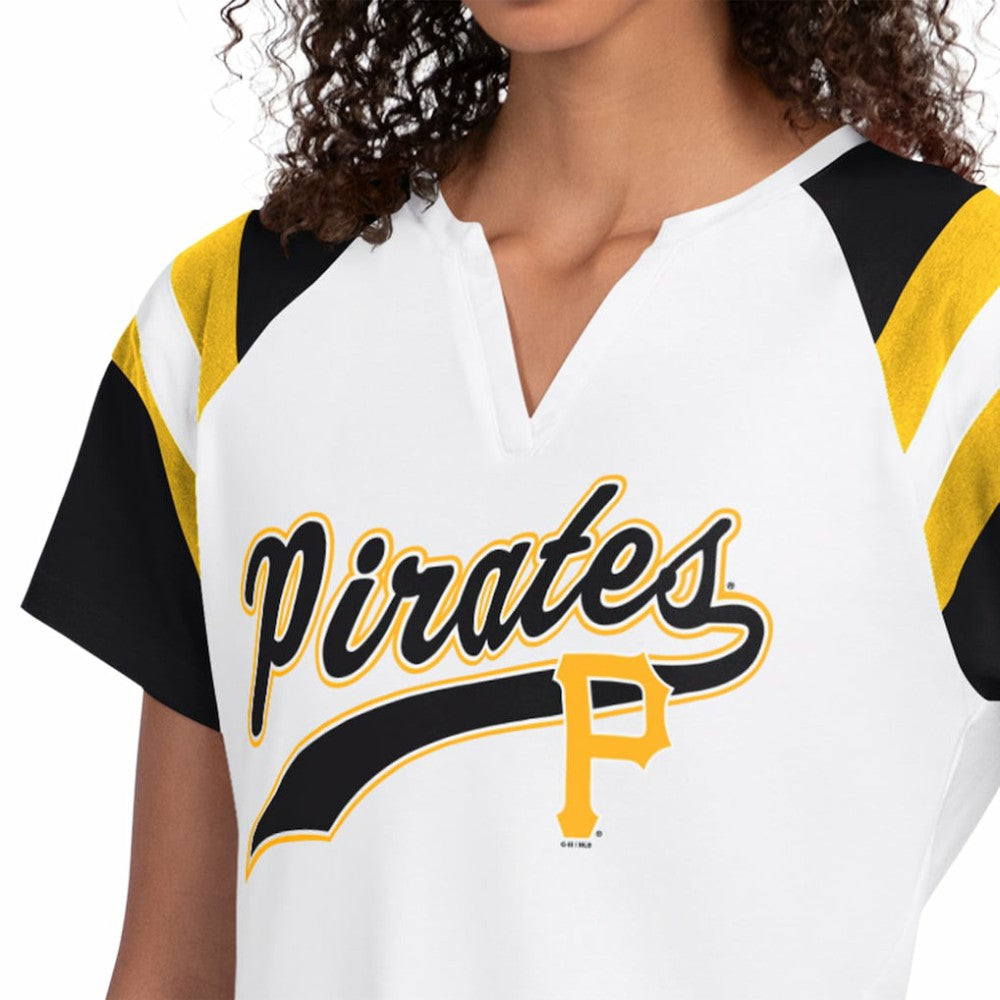 White Pittsburgh Pirates Starter Women's Game On Notch Neck T-Shirt