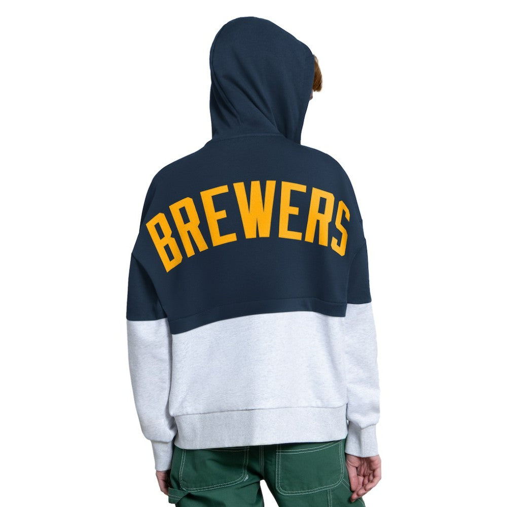 Navy/Heather Gray Milwaukee Brewers Starter Women's Wishbone Full-Zip Hoodie