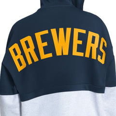 Navy/Heather Gray Milwaukee Brewers Starter Women's Wishbone Full-Zip Hoodie