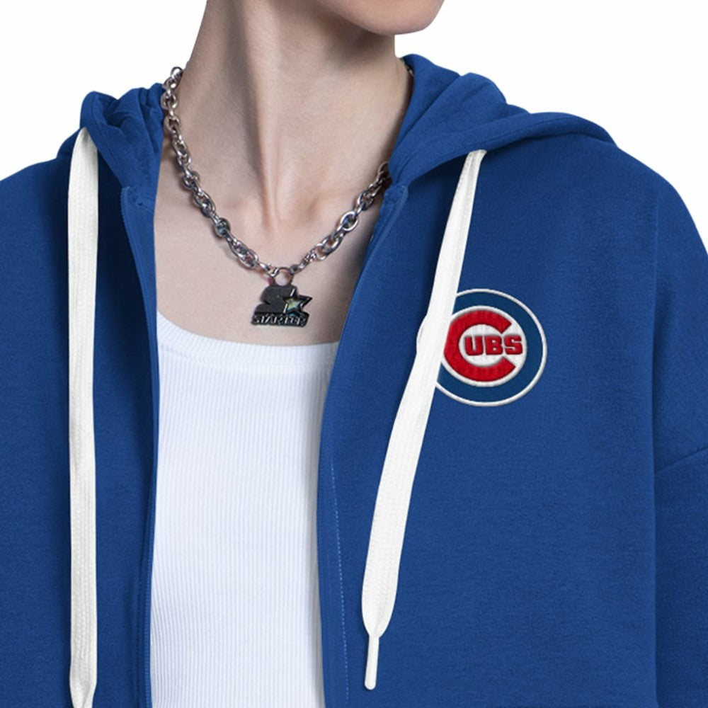 Royal/Heather Gray Chicago Cubs Starter Women's Wishbone Full-Zip Hoodie