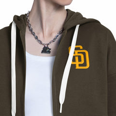 Brown/Heather Gray San Diego Padres Starter Women's Wishbone Full-Zip Hoodie