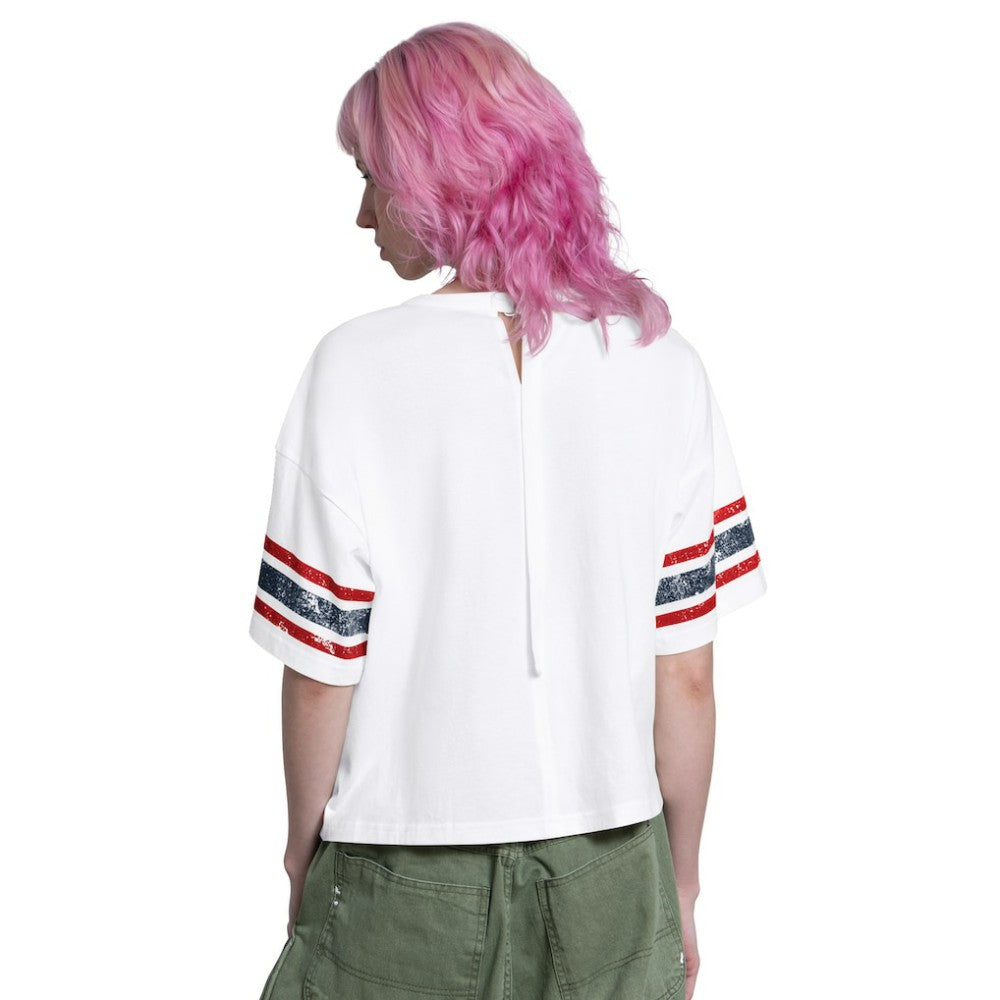 White Cleveland Guardians Starter Women's Cropped Hurry Up Offense T-Shirt