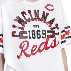 White Cincinnati Reds Starter Women's Cropped Hurry Up Offense T-Shirt
