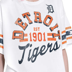 White Detroit Tigers Starter Women's Cropped Hurry Up Offense T-Shirt