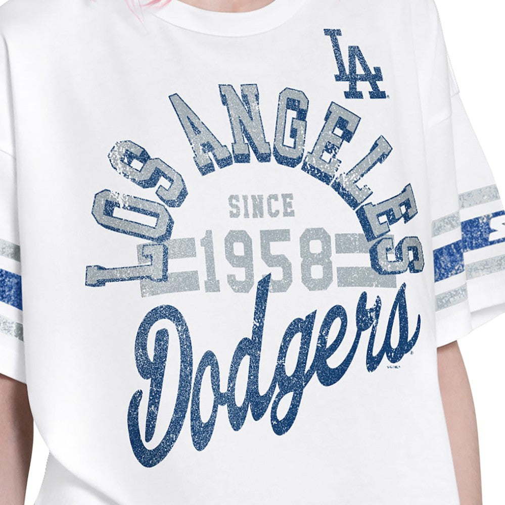 White Los Angeles Dodgers Starter Women's Cropped Hurry Up Offense T-Shirt