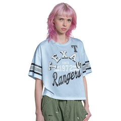 Light Blue Texas Rangers Starter Women's Cropped Hurry Up Offense T-Shirt
