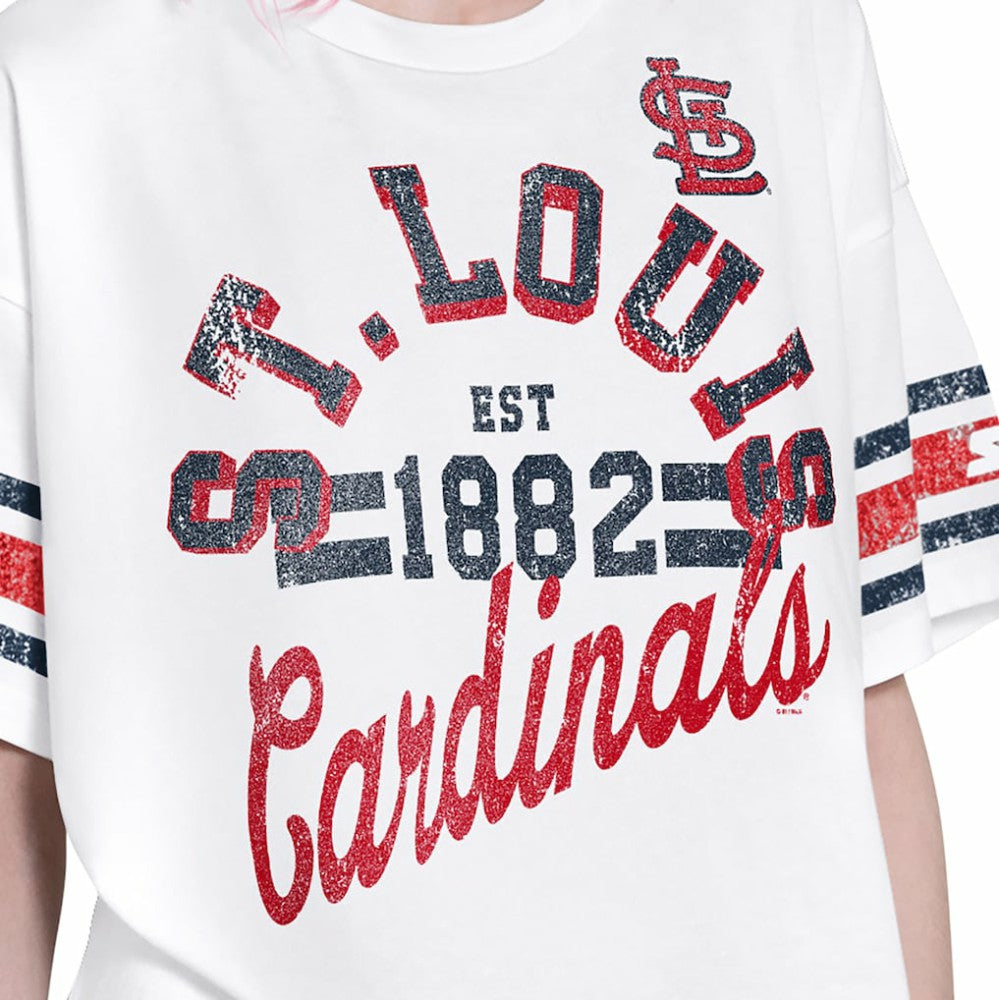 White St. Louis Cardinals Starter Women's Cropped Hurry Up Offense T-Shirt