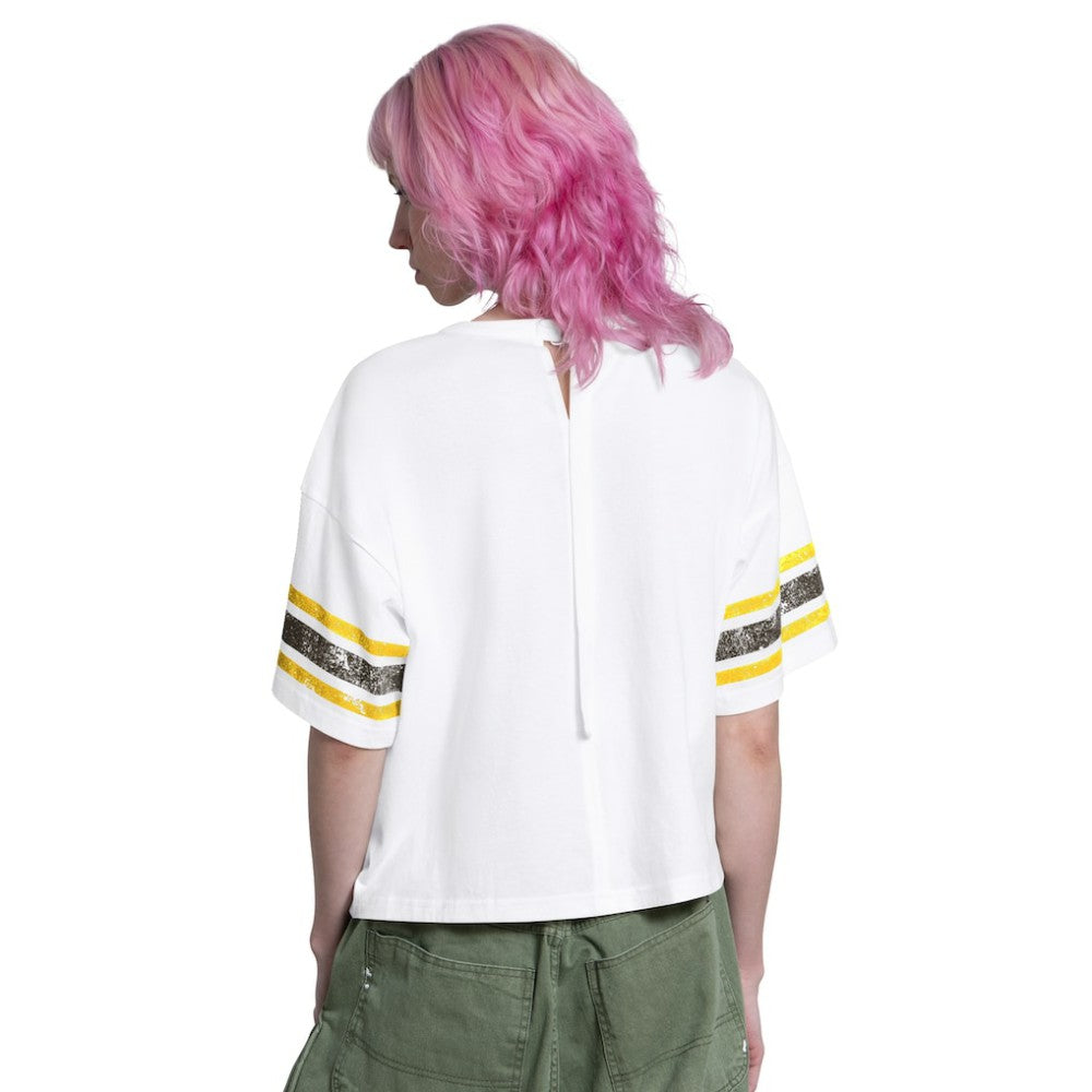 White San Diego Padres Starter Women's Cropped Hurry Up Offense T-Shirt