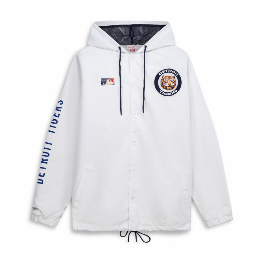 White Detroit Tigers Mitchell & Ness Big & Tall Full-Snap Hooded Jacket
