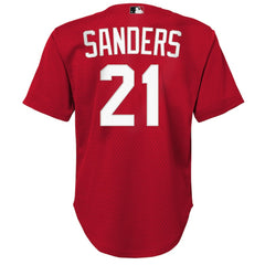 Red Deion Sanders Cincinnati Reds Mitchell & Ness Youth Cooperstown Mesh Batting Practice Jersey