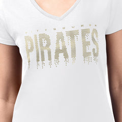 White Pittsburgh Pirates G-III 4Her by Carl Banks Women's Metallic Drop Lightweight V-Neck T-Shirt