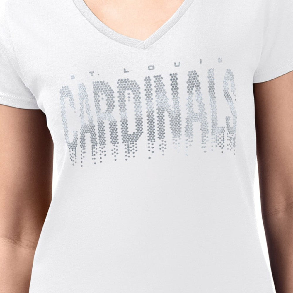 White St. Louis Cardinals G-III 4Her by Carl Banks Women's Metallic Drop Lightweight V-Neck T-Shirt
