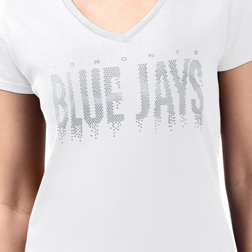 White Toronto Blue Jays G-III 4Her by Carl Banks Women's Metallic Drop Lightweight V-Neck T-Shirt