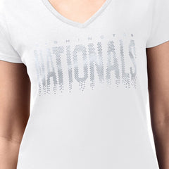 White Washington Nationals G-III 4Her by Carl Banks Women's Metallic Drop Lightweight V-Neck T-Shirt