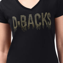 Black Arizona Diamondbacks G-III 4Her by Carl Banks Women's Metallic Drop Lightweight V-Neck T-Shirt
