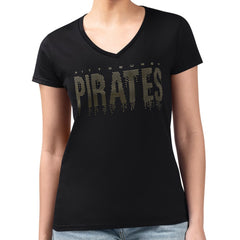 Black Pittsburgh Pirates G-III 4Her by Carl Banks Women's Metallic Drop Lightweight V-Neck T-Shirt
