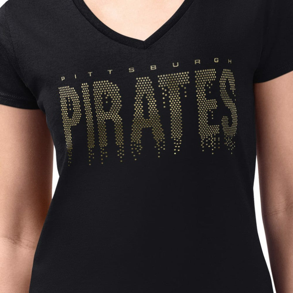 Black Pittsburgh Pirates G-III 4Her by Carl Banks Women's Metallic Drop Lightweight V-Neck T-Shirt