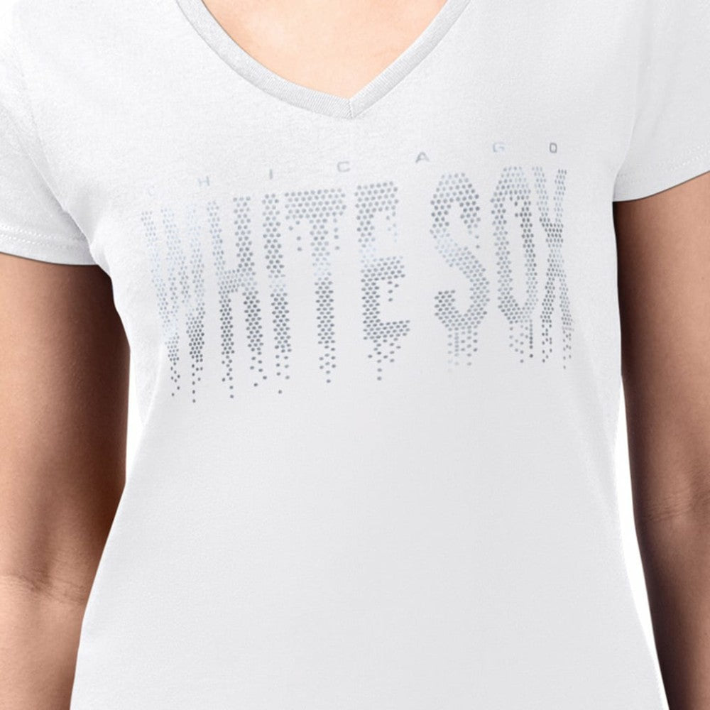 White Chicago White Sox G-III 4Her by Carl Banks Women's Metallic Drop Lightweight V-Neck T-Shirt