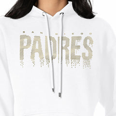 White San Diego Padres G-III 4Her by Carl Banks Women's Metallic Drop Fleece Hoodie