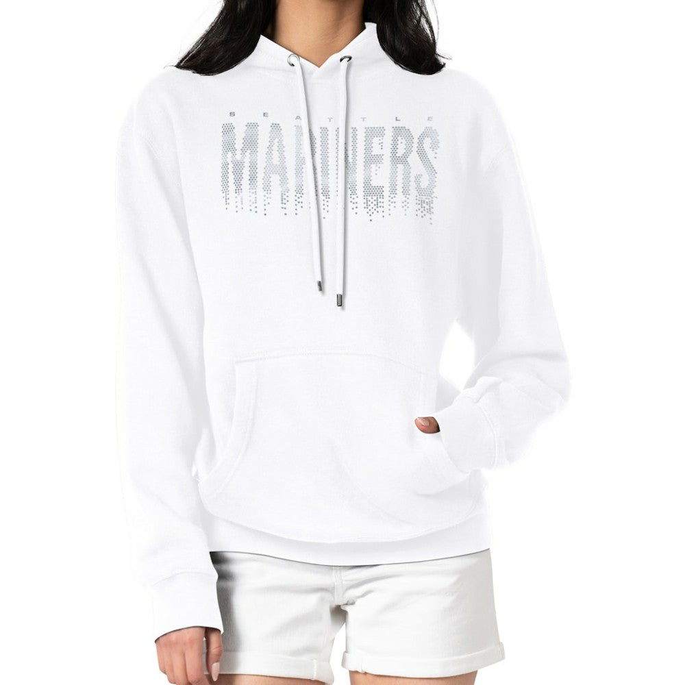 White Seattle Mariners G-III 4Her by Carl Banks Women's Metallic Drop Fleece Hoodie