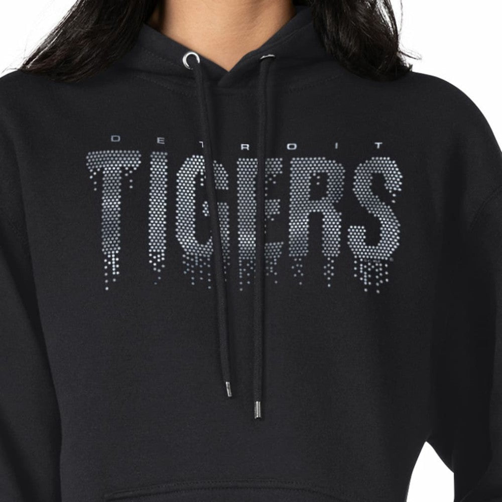 Black Detroit Tigers G-III 4Her by Carl Banks Women's Metallic Drop Fleece Hoodie
