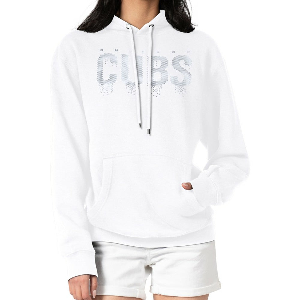 White Chicago Cubs G-III 4Her by Carl Banks Women's Metallic Drop Fleece Hoodie