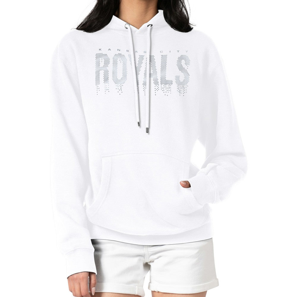 White Kansas City Royals G-III 4Her by Carl Banks Women's Metallic Drop Fleece Hoodie