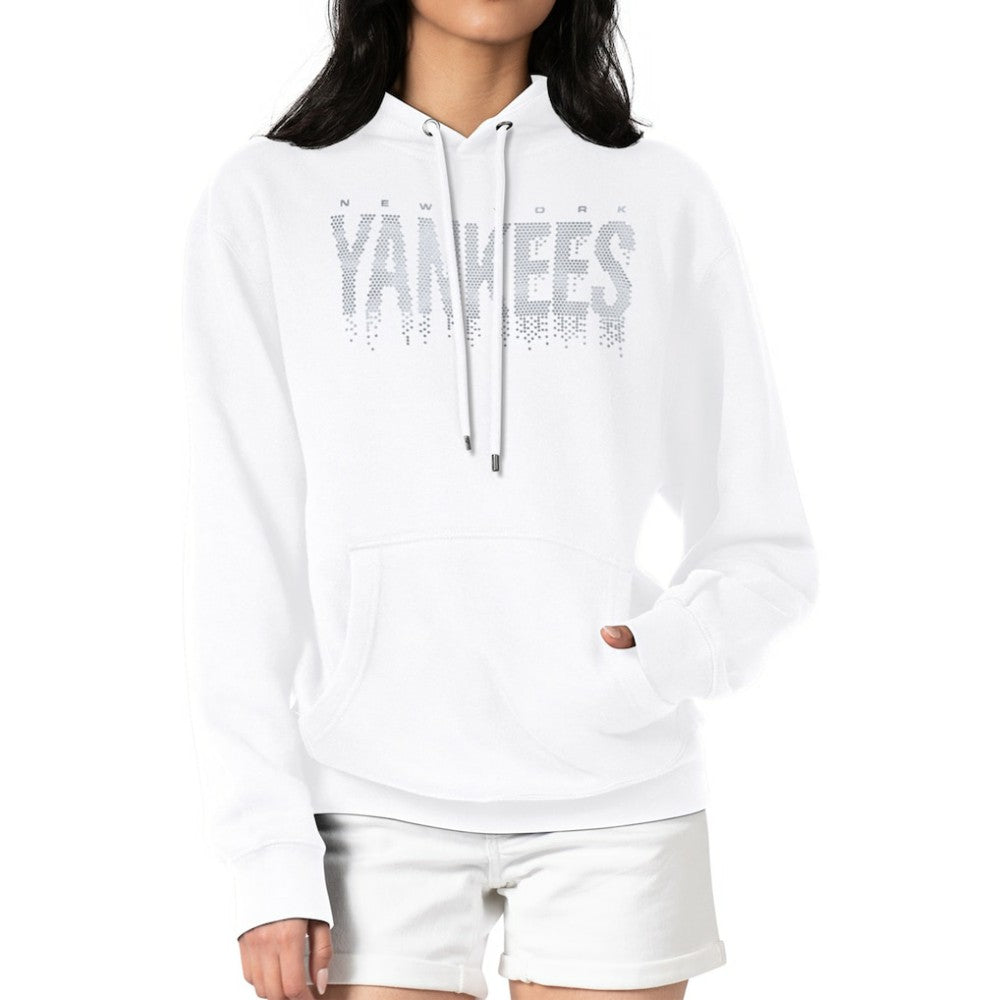 White New York Yankees G-III 4Her by Carl Banks Women's Metallic Drop Fleece Hoodie