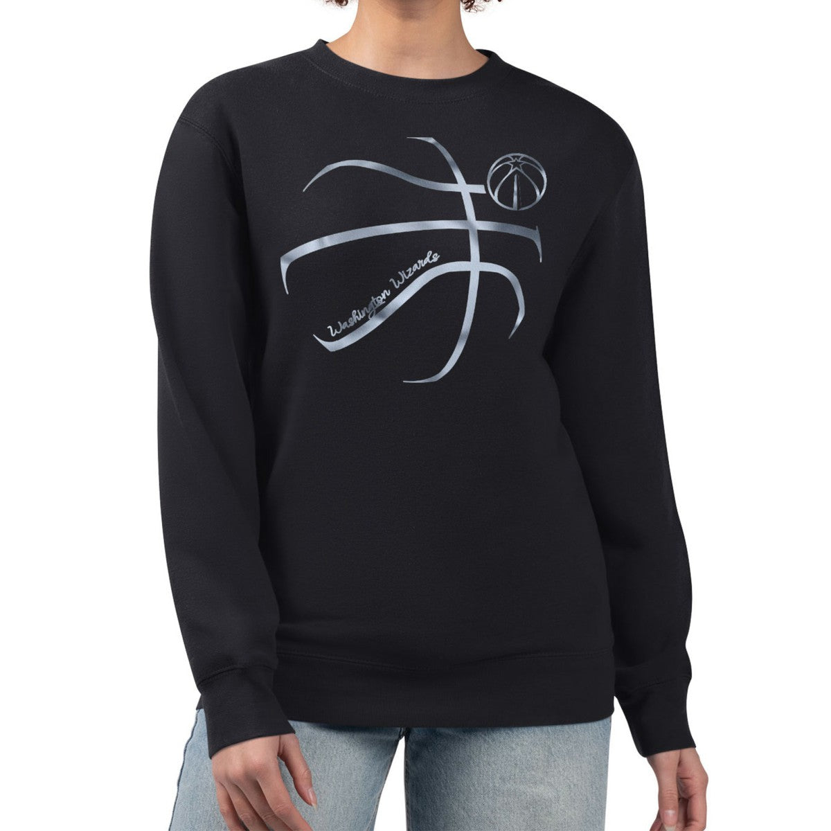 Washington Wizards G-III 4Her by Carl Banks Women's Metallic Print Basketball Sketch Fleece Sweatshirt