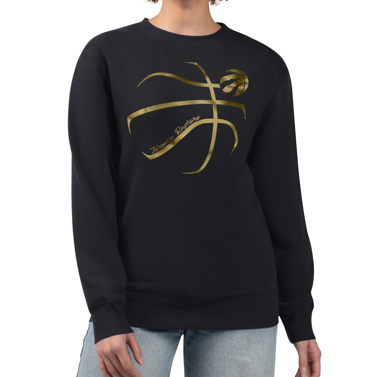 Toronto Raptors G-III 4Her by Carl Banks Women's Metallic Print Basketball Sketch Fleece Sweatshirt