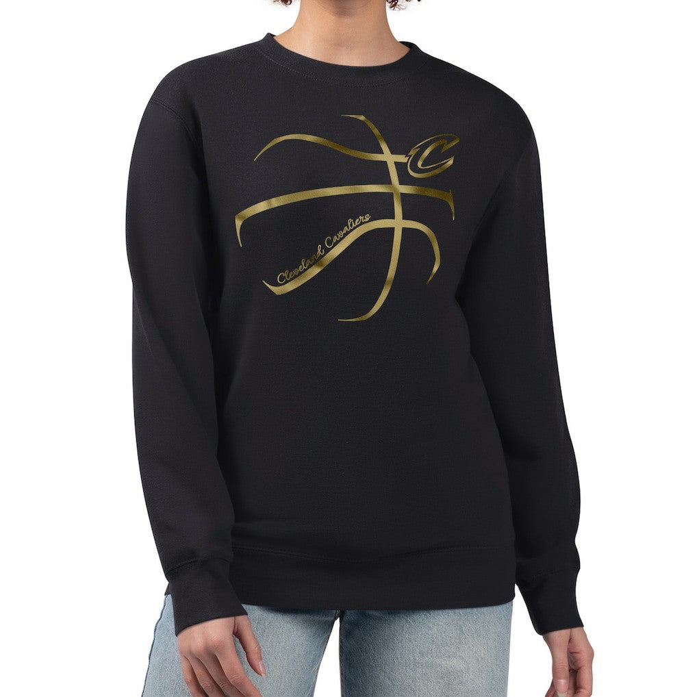 Cleveland Cavaliers G-III 4Her by Carl Banks Women's Metallic Print Basketball Sketch Fleece Sweatshirt sale