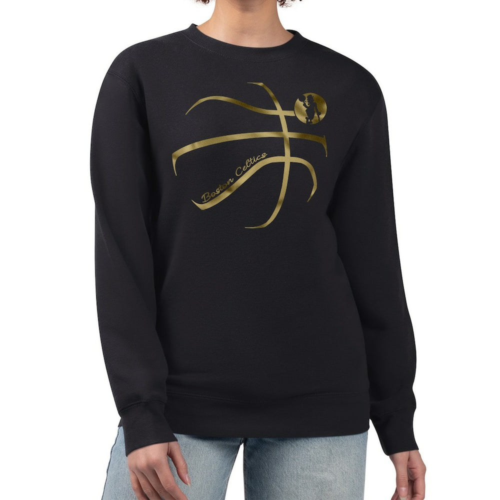 Boston Celtics G-III 4Her by Carl Banks Women's Metallic Print Basketball Sketch Fleece Sweatshirt