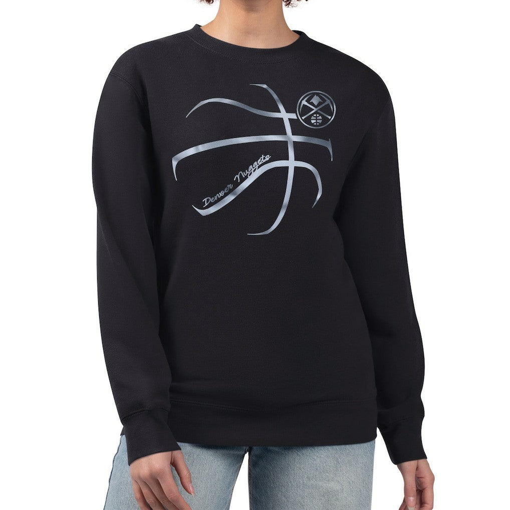 Denver Nuggets G-III 4Her by Carl Banks Women's Metallic Print Basketball Sketch Fleece Sweatshirt sale