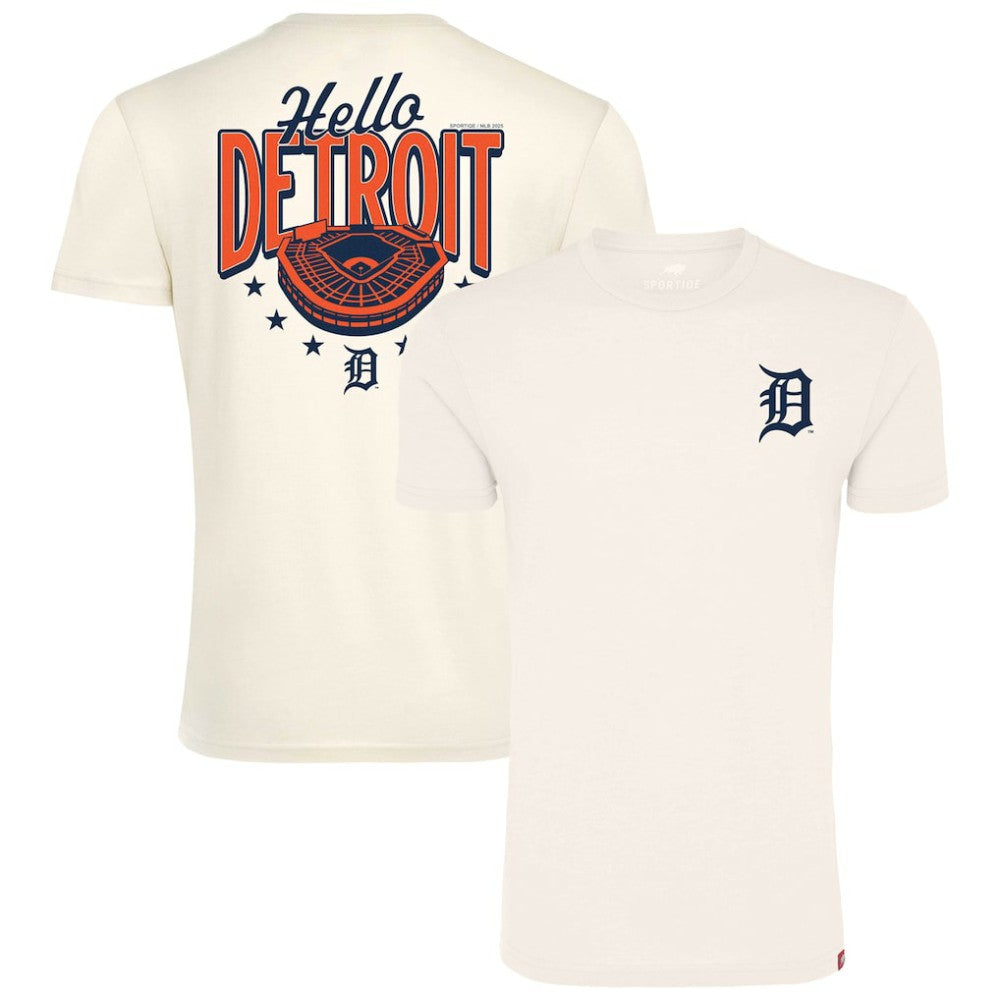 Cream Detroit Tigers Sportiqe Unisex Hello Detroit Duke Oversized T-Shirt