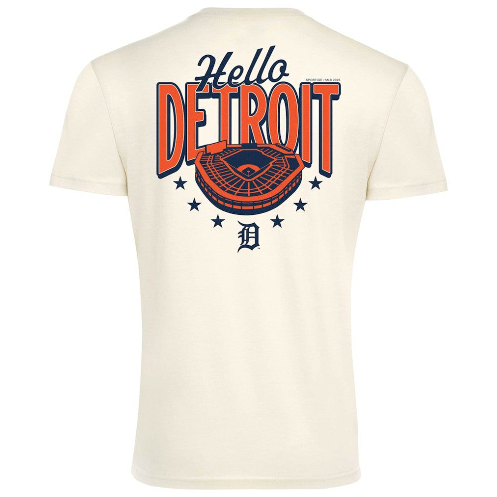 Cream Detroit Tigers Sportiqe Unisex Hello Detroit Duke Oversized T-Shirt