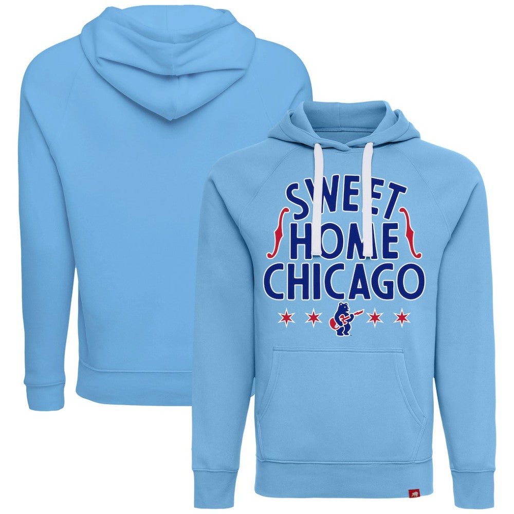 Light Blue Chicago Cubs Sportiqe Unisex Sweet Home Chicago Olsen Tri-Blend Fleece Hoodie