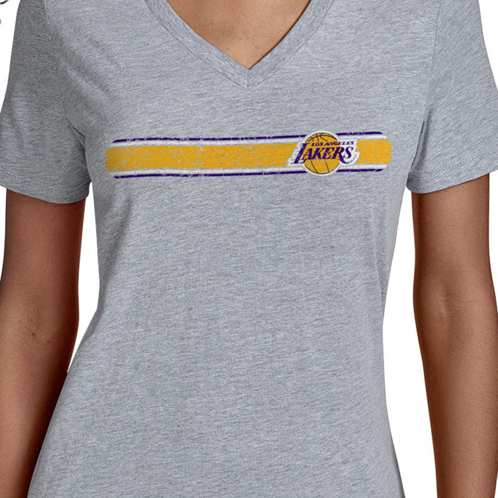 Los Angeles Lakers Starter Women's Team Stripe V-Neck T-Shirt