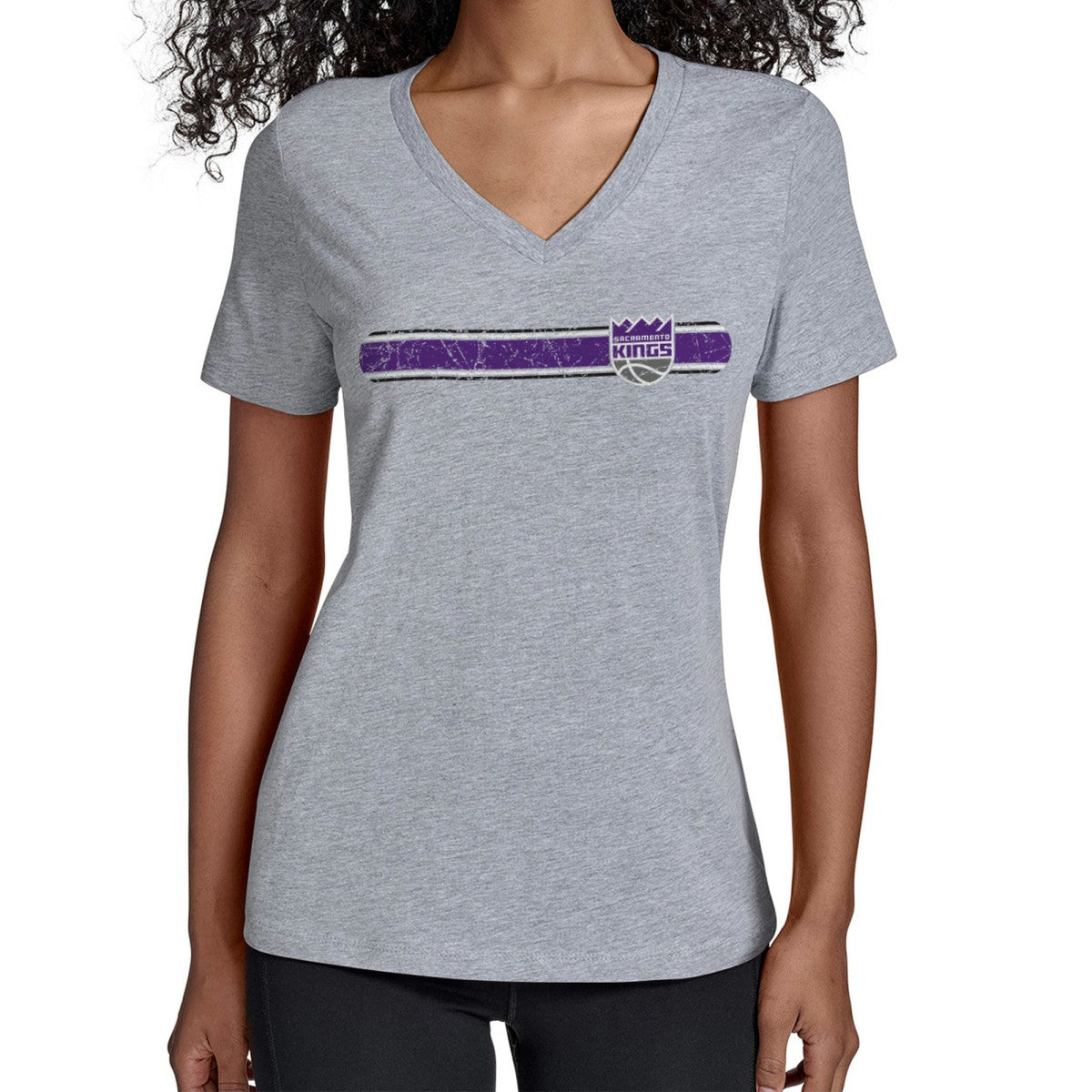 Sacramento Kings Starter Women's Team Stripe V-Neck T-Shirt