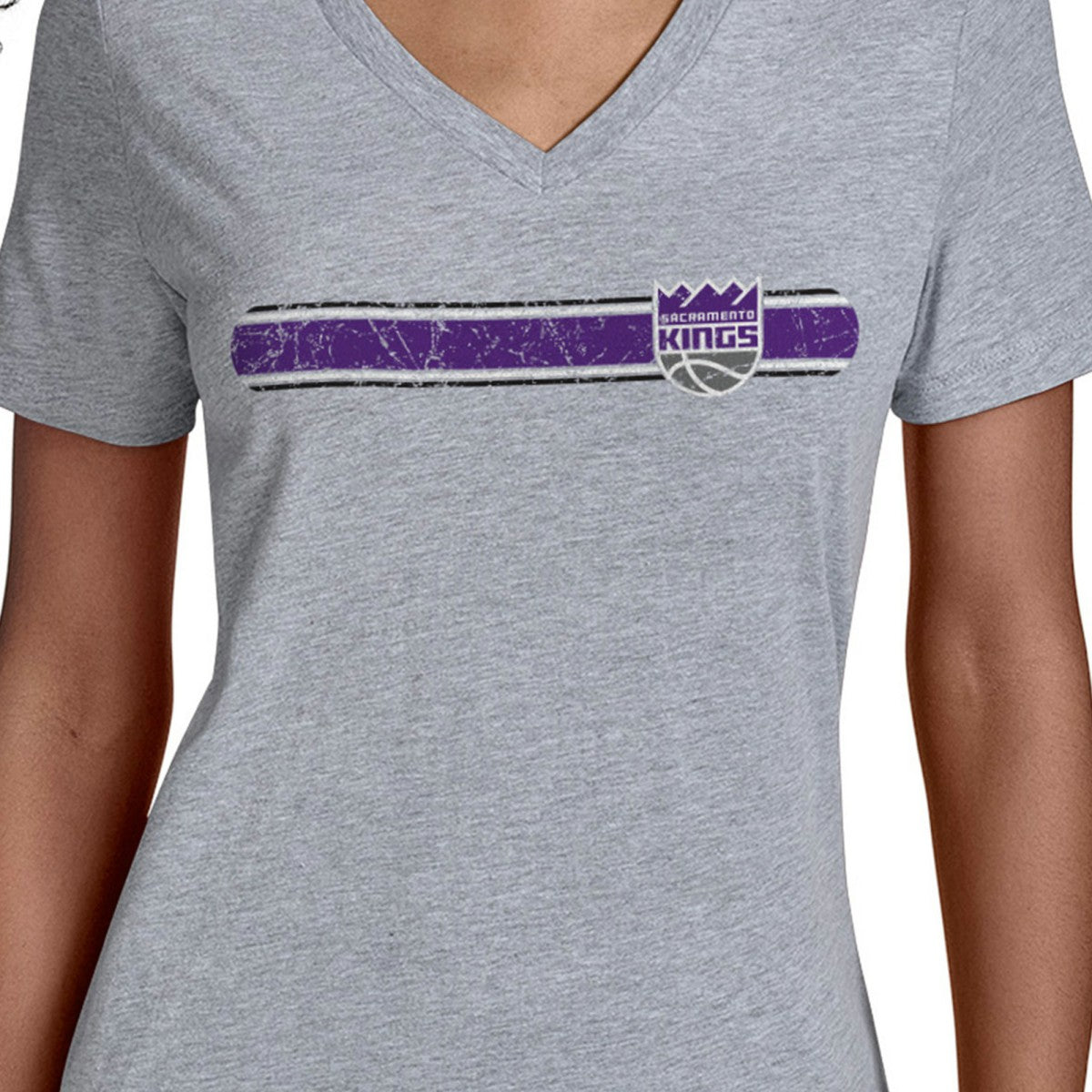 Sacramento Kings Starter Women's Team Stripe V-Neck T-Shirt