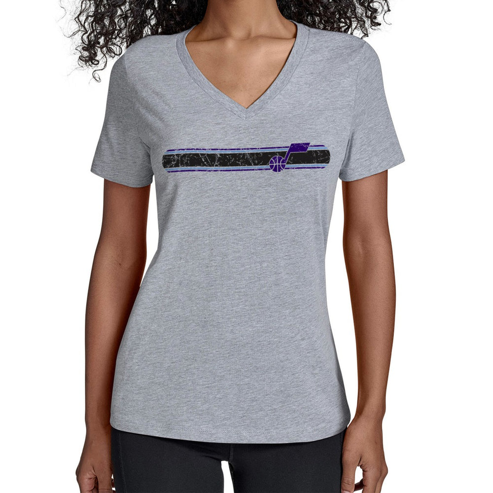 Utah Jazz Starter Women's Team Stripe V-Neck T-Shirt