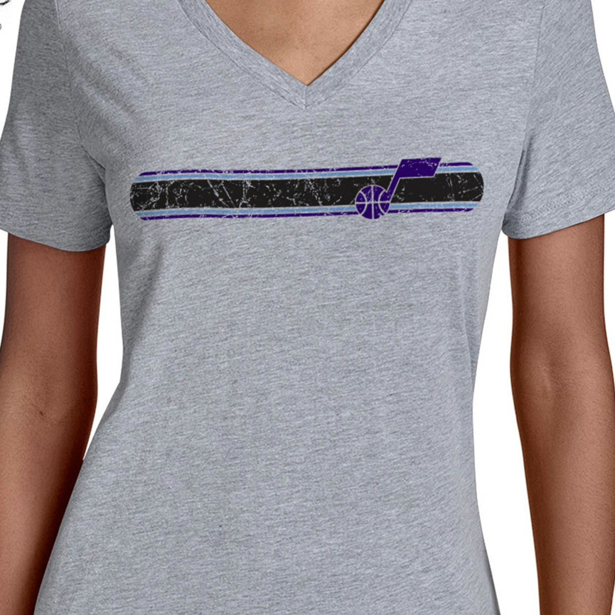 Utah Jazz Starter Women's Team Stripe V-Neck T-Shirt