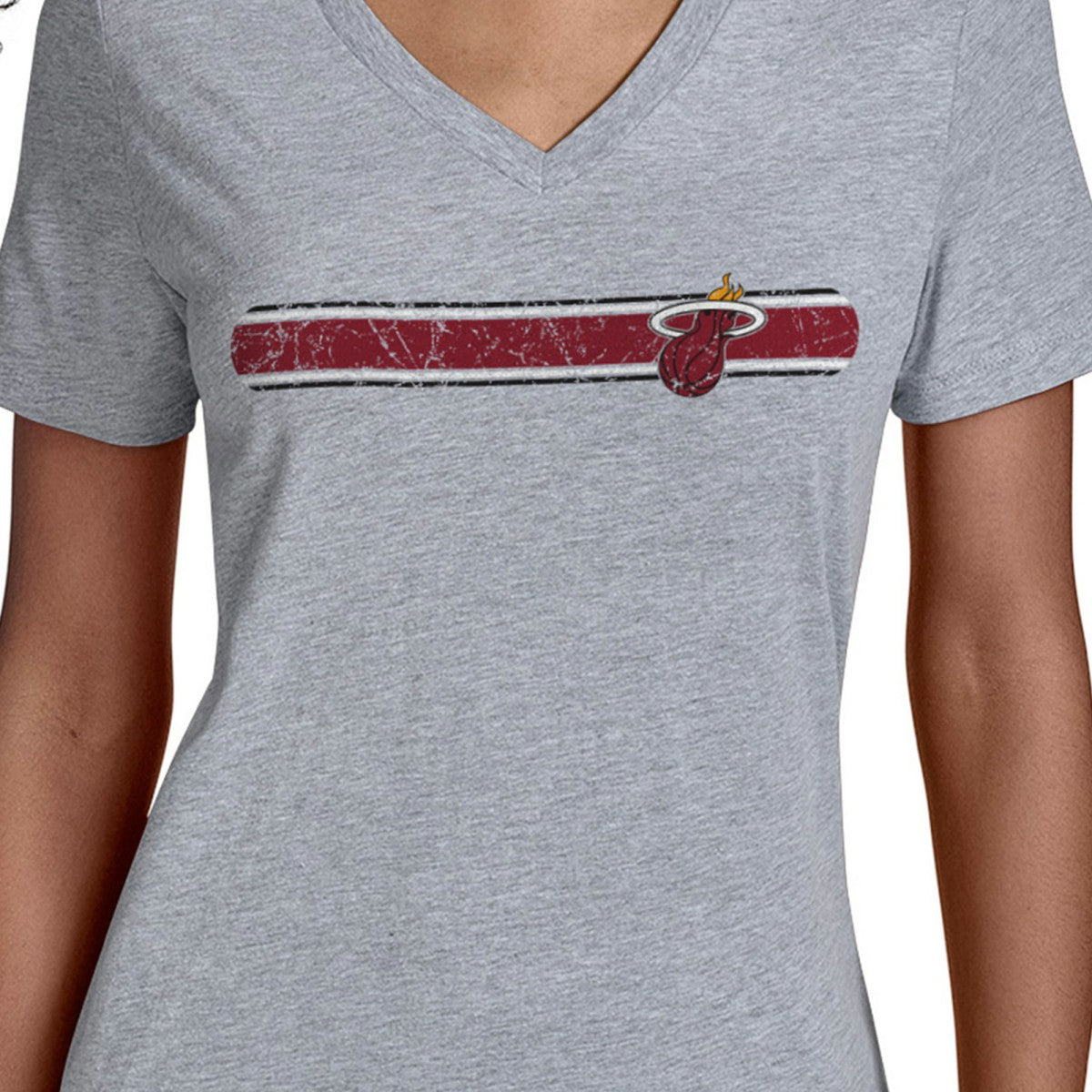 Miami Heat Starter Women's Team Stripe V-Neck T-Shirt