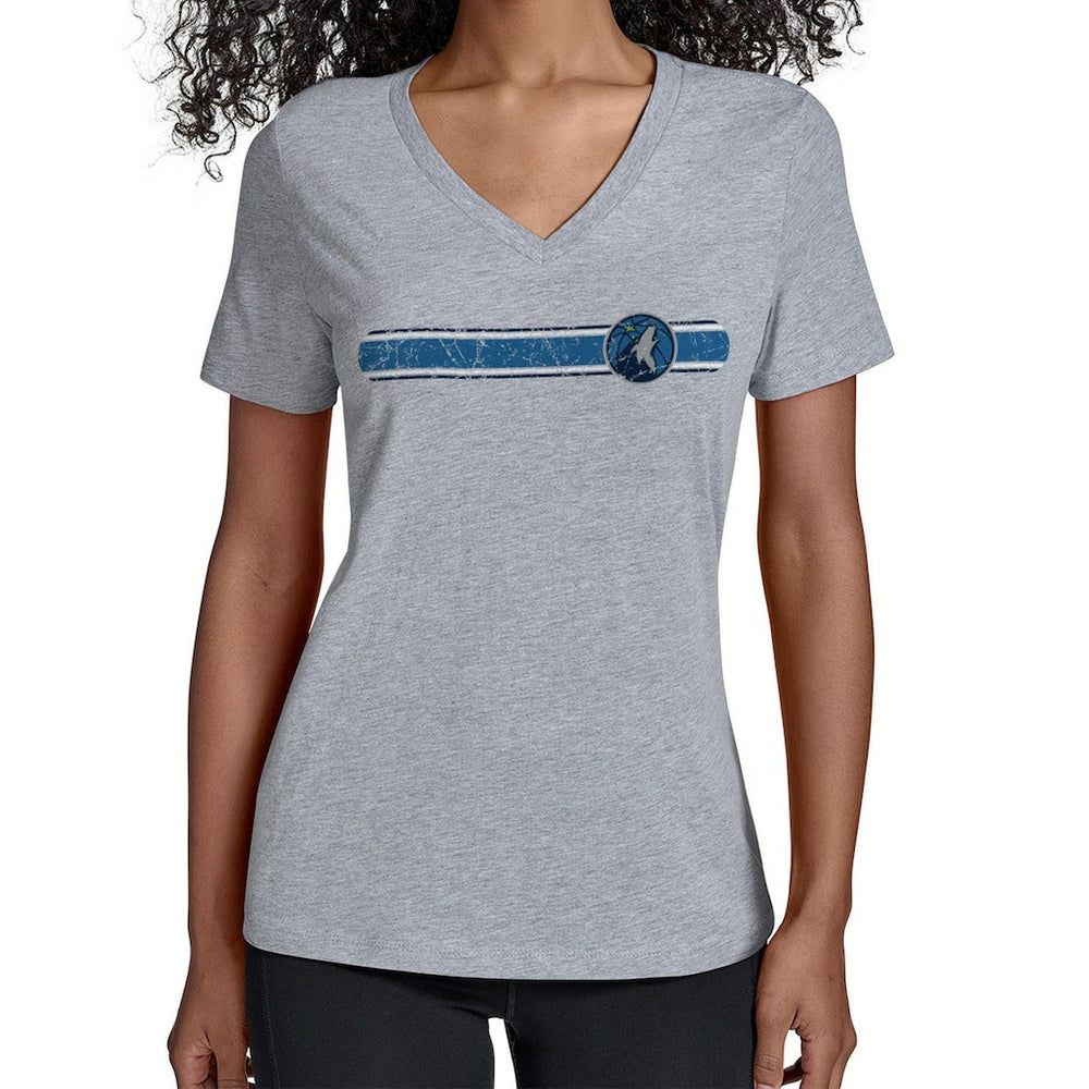 Minnesota Timberwolves Starter Women's Team Stripe V-Neck T-Shirt