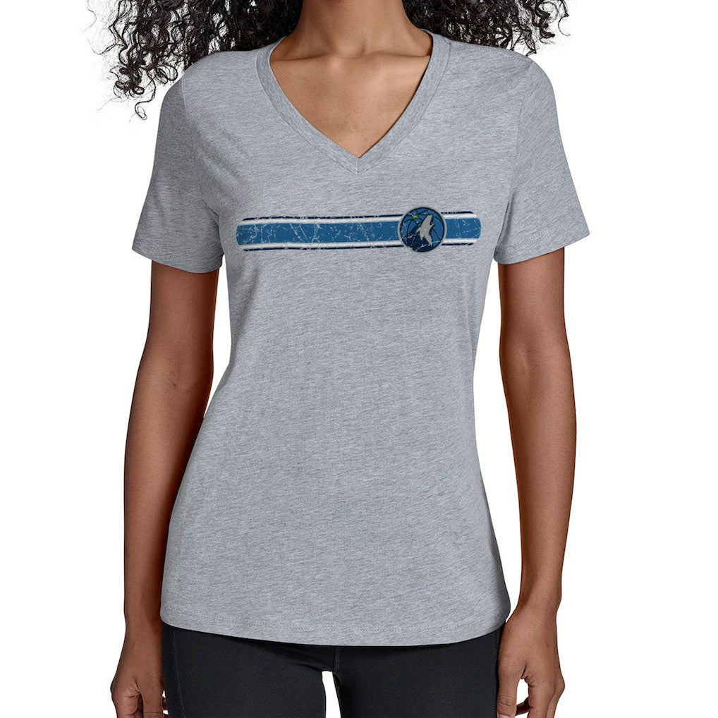 Minnesota Timberwolves Starter Women's Team Stripe V-Neck T-Shirt